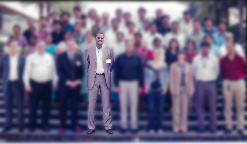 Patrick Franchinard standing in front of participants during an India learning expedition group event.