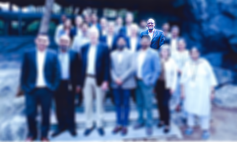 Patrick Franchinard with participants during an India learning expedition group visit.